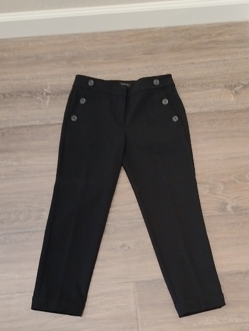 LOFT Black Cropped Sailor-Style Pants